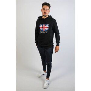 England Flag Mens Hoodie Sweatshirt With Hood & Front Pocket Large (Fits like a